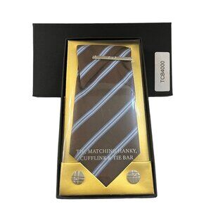 Men's Tie Gift Set W/ Pocket Square, Cufflinks & Tie Bar - New in Box